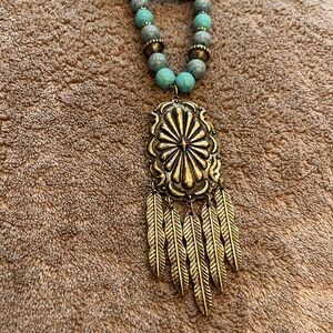 Gold and Turquoise Beaded Necklace $15 costume jewelry